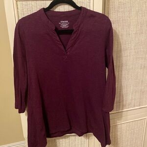 Chico’s ultimate tee-plum, 3/4 length sleeve